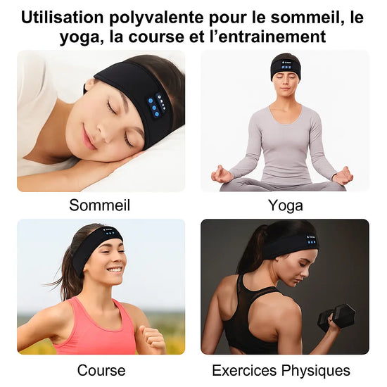 Bandeau pour dormir avec masque pour les yeux, écouteurs Bluetooth - Purmental