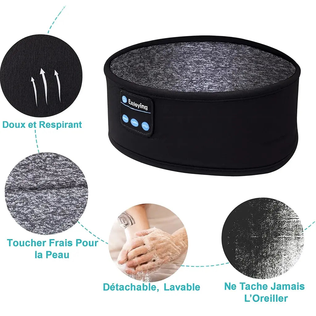 Bandeau pour dormir avec masque pour les yeux, écouteurs Bluetooth - Purmental