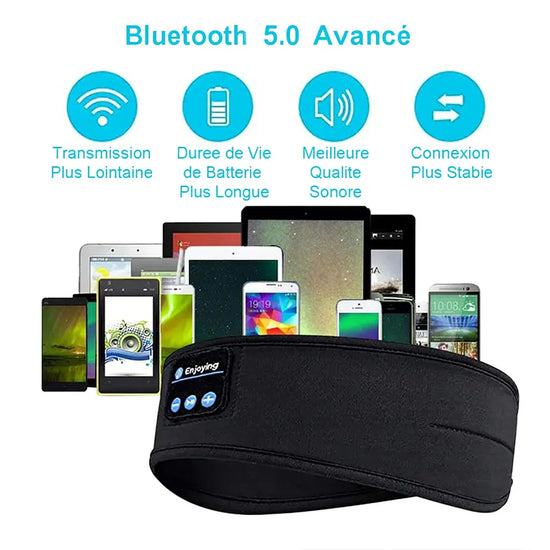 Bandeau pour dormir avec masque pour les yeux, écouteurs Bluetooth - Purmental