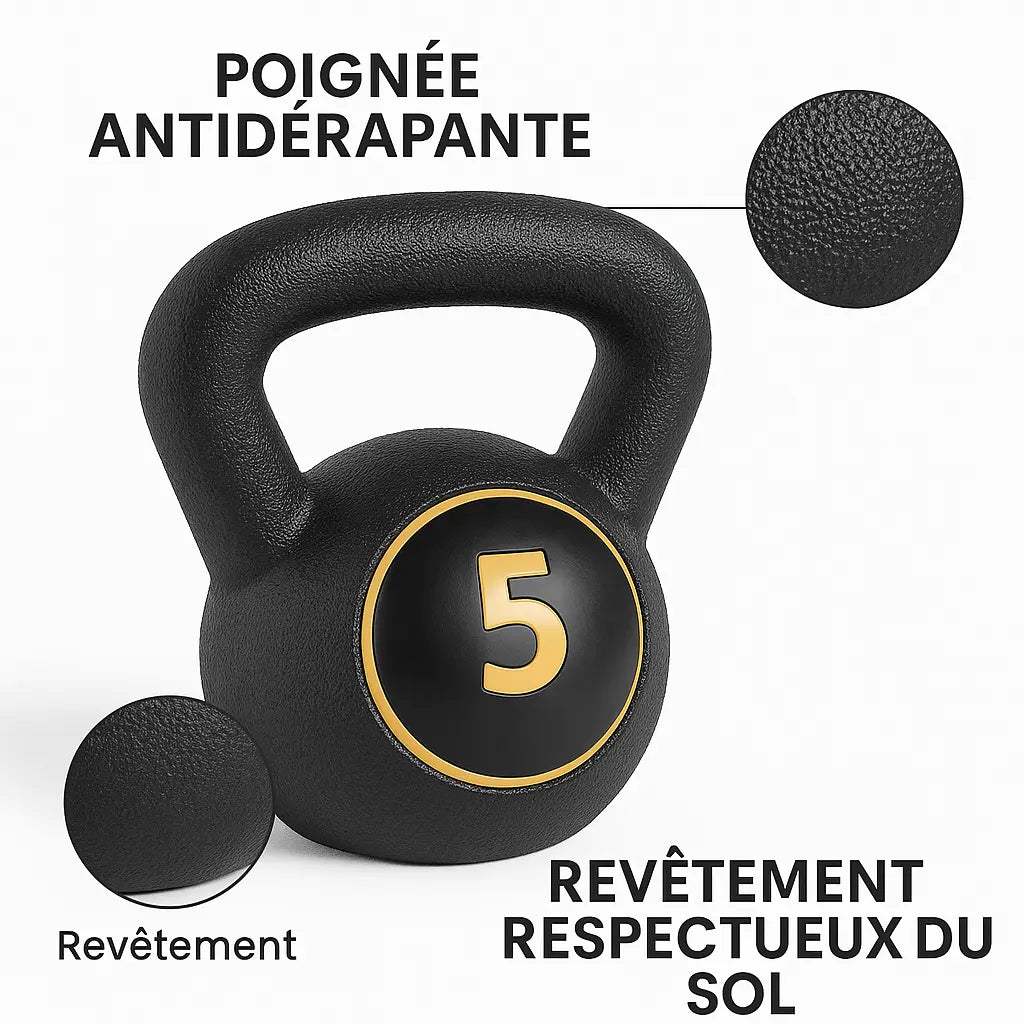 Ensemble de kettlebells - Un kit de kettlebell avec 3 Poids Progressifs (2,3 kg • 4,5 kg • 6,7 kg) - Purmental