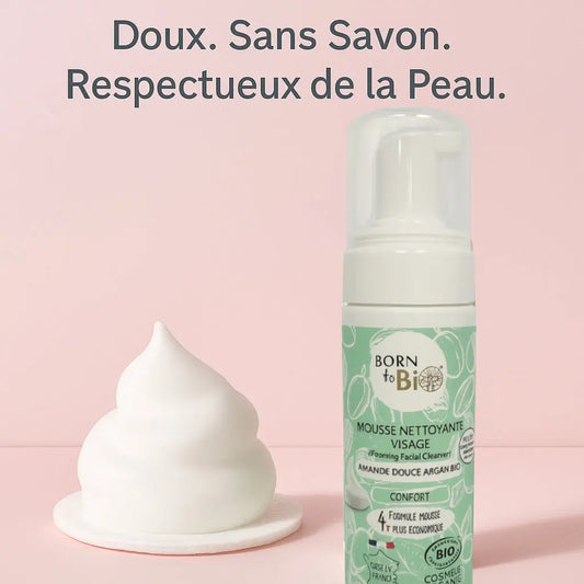 Mousse Nettoyante Visage Amande Douce Argan - Certifiée bio Born to Bio