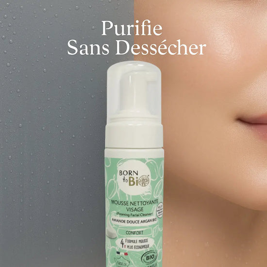 Mousse Nettoyante Visage Amande Douce Argan - Certifiée bio Born to Bio
