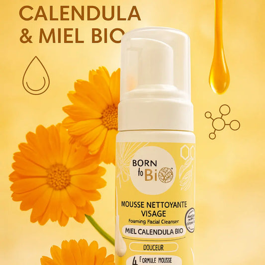 Mousse Nettoyante Visage Miel Calendula - Certifiée bio Born to Bio