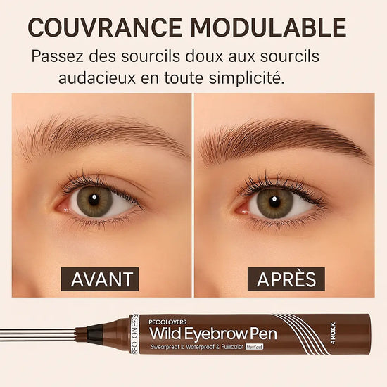 PECOLOVERS - Crayon à sourcils étanche, 4 pointes fendues Purmental