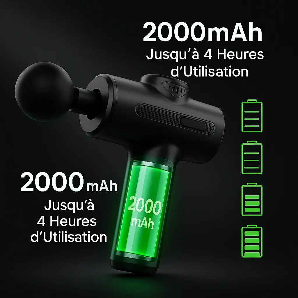 Pistolet de Massage Électrique à Percussion Profonde avec 8 têtes interchangeables - Purmental