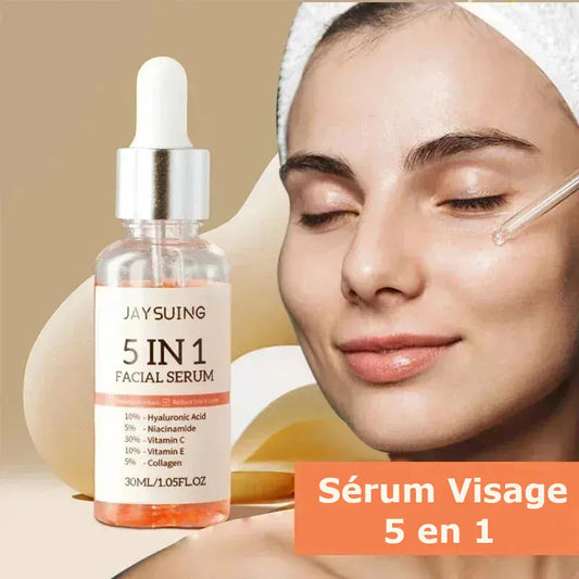 Sérum visage 5 en 1 - Atténue les ridicules, raffermit la peau, resserre les pores, hydrate et illumine Purmental