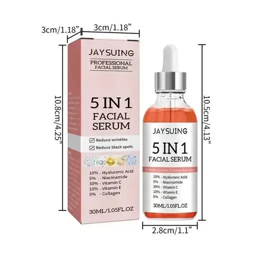 Sérum visage 5 en 1 - Atténue les ridicules, raffermit la peau, resserre les pores, hydrate et illumine Purmental