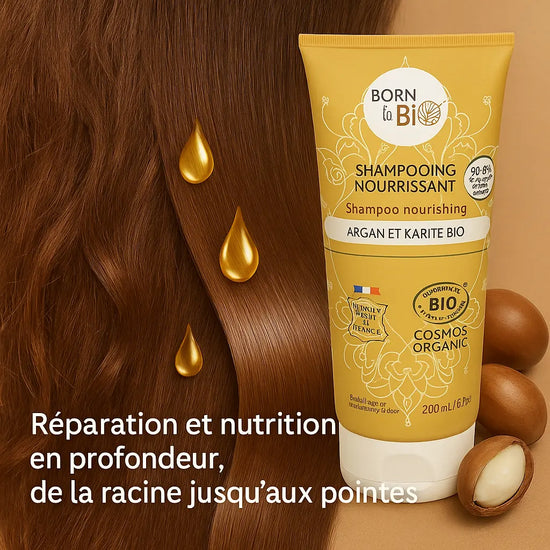 Shampoing Nourrissant à l'Argan et au Karité - Certifié Bio Born to Bio