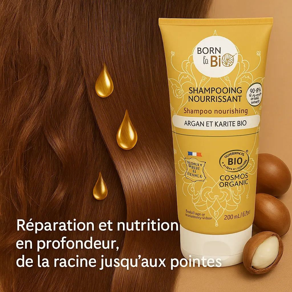 Shampoing Nourrissant à l'Argan et au Karité - Certifié Bio Born to Bio