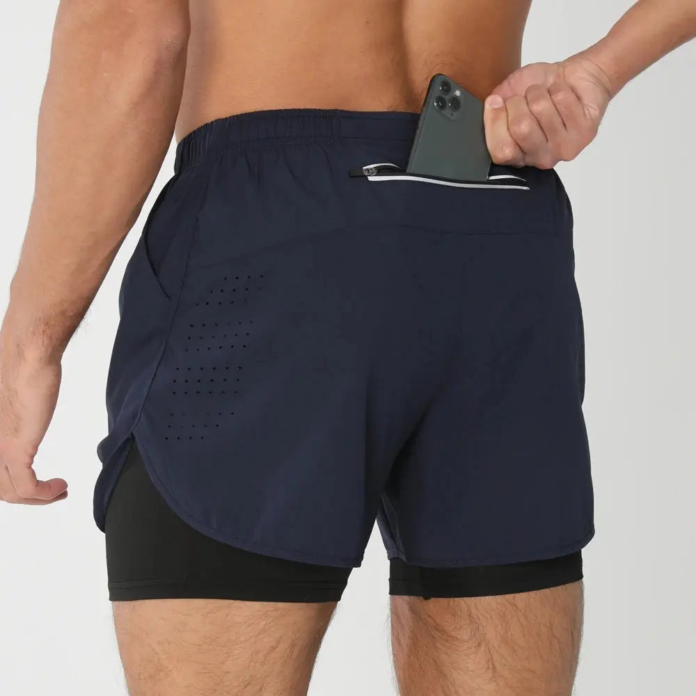 Short de Course Homme 2025 - Short d'été et de sport 2 en 1 séchage rapide
