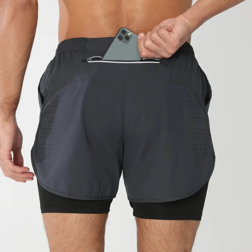 Short de Course Homme 2025 - Short d'été et de sport 2 en 1 séchage rapide