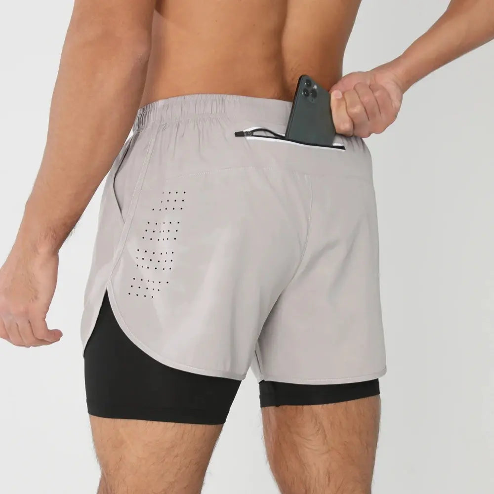 Short de Course Homme 2025 - Short d'été et de sport 2 en 1 séchage rapide