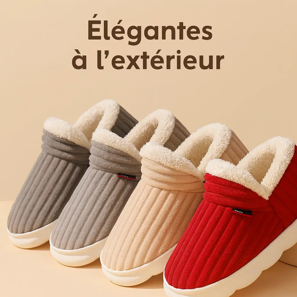 Chaussons d'intérieur - bottines d'hiver, chaussures fourrées confortables et moelleuses - Purmental
