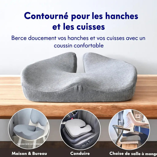 Coussin ergonomique en mousse à mémoire de forme pour siège de bureau ou de voiture - Purmental