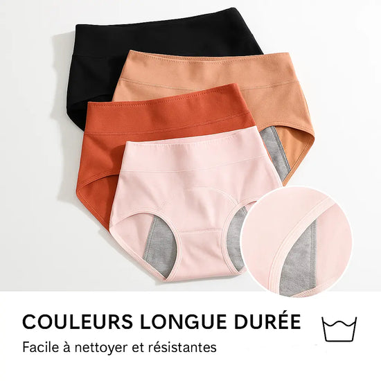 Culottes menstruelles en coton à taille haute - sous-vêtements périodiques anti-fuites - Purmental