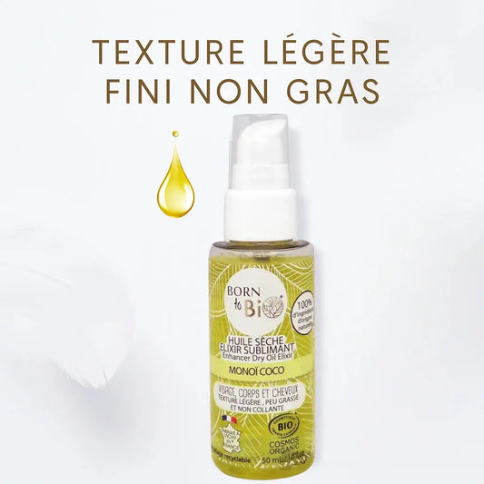 Huile Sèche Elixir Sublimant Monoï Coco - Certifiée bio Born to Bio