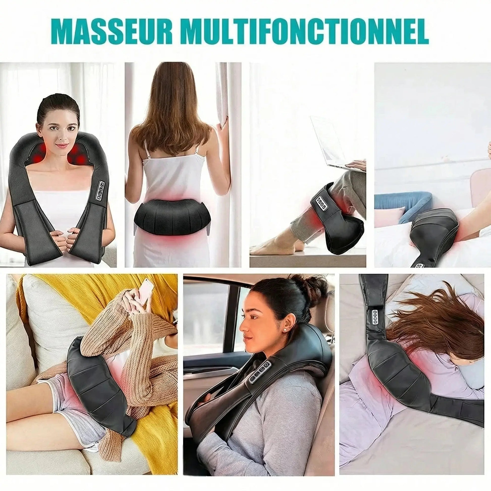 Masseur Cervical Shiatsu Chauffant pour le cou et les épaules - Purmental