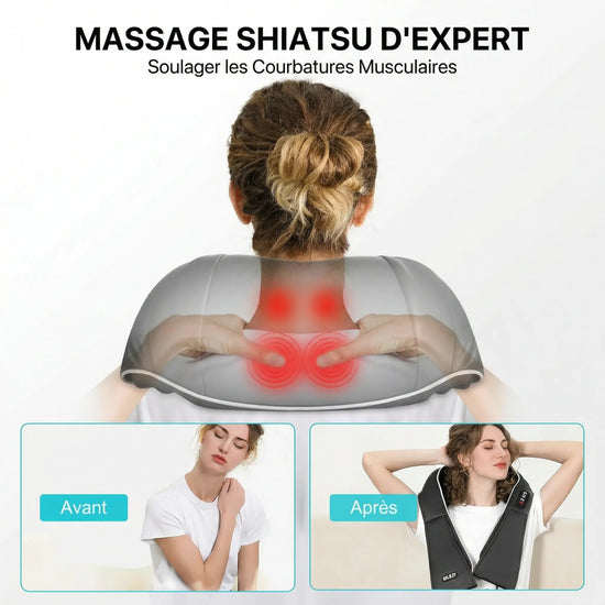 Masseur Cervical Shiatsu Chauffant pour le cou et les épaules - Purmental