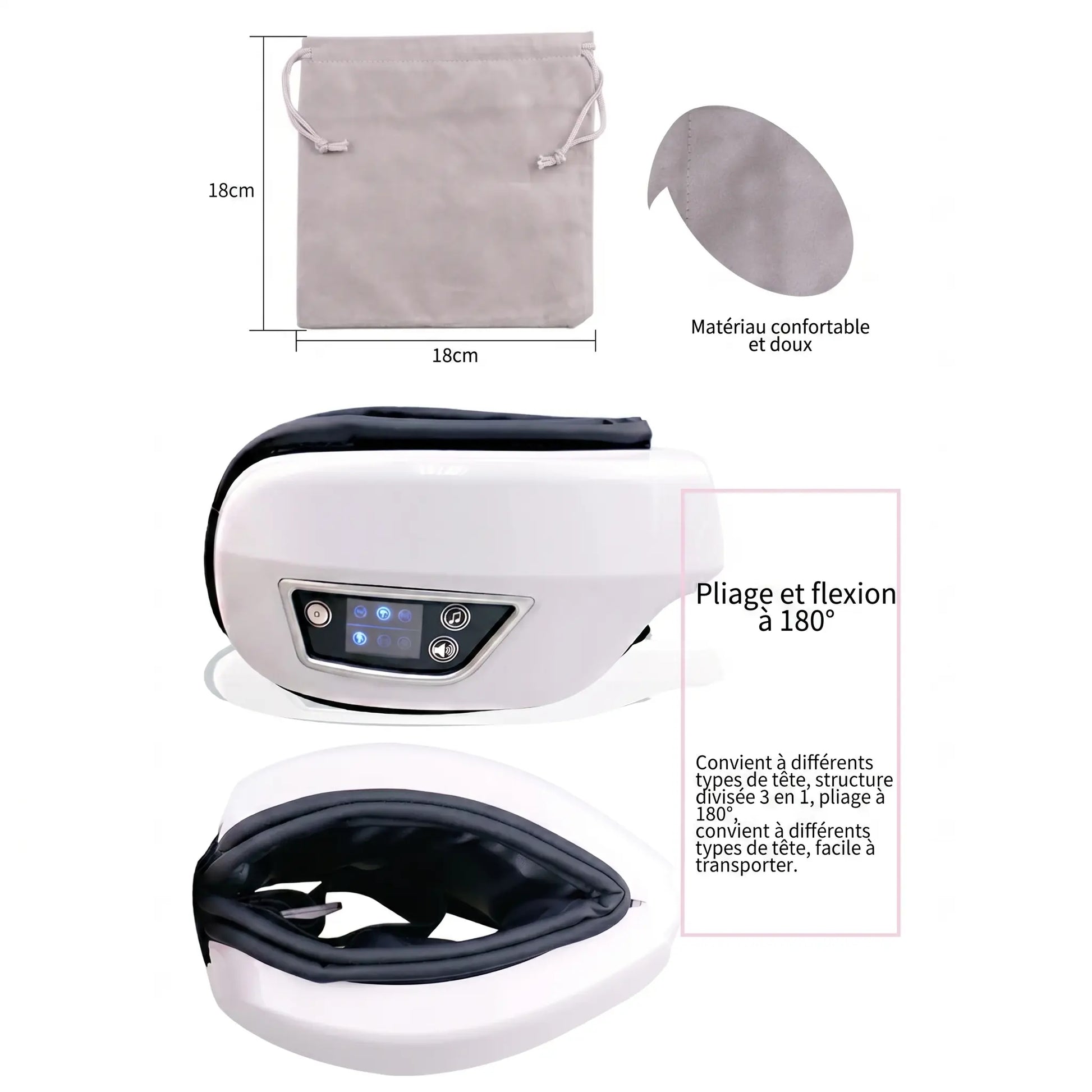 Masseur Oculaire À Vibrations Portable Intelligent - Massage Des Yeux, Relaxation, Compresse D'Airbag - Purmental
