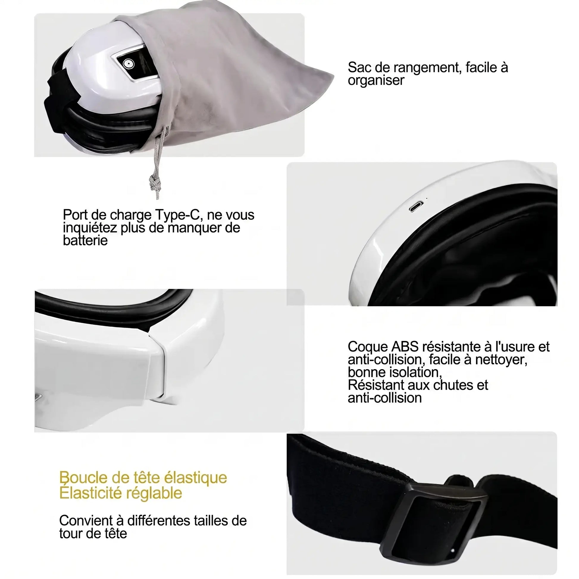 Masseur Oculaire À Vibrations Portable Intelligent - Massage Des Yeux, Relaxation, Compresse D'Airbag - Purmental