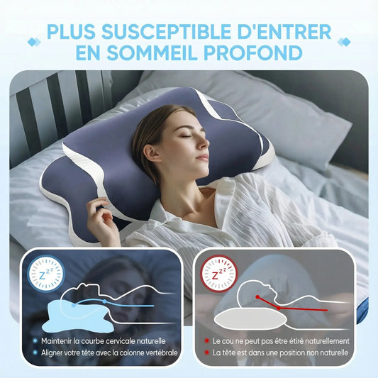 Oreiller cervical - Oreiller ergonomique en mousse à mémoire de forme - Purmental