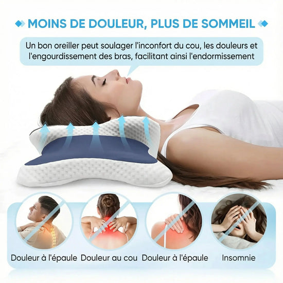 Oreiller cervical - Oreiller ergonomique en mousse à mémoire de forme - Purmental