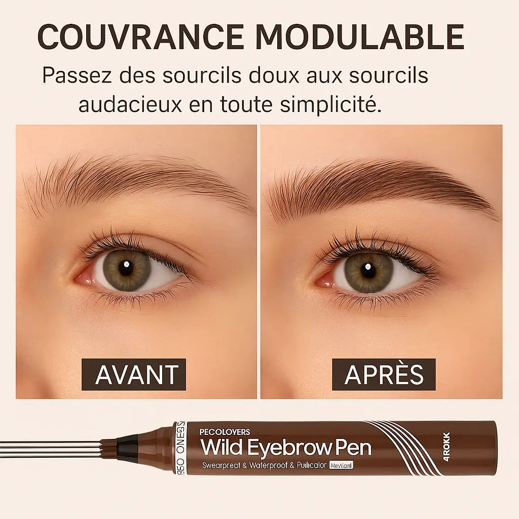 PECOLOVERS - Crayon à sourcils étanche, 4 pointes fendues Purmental
