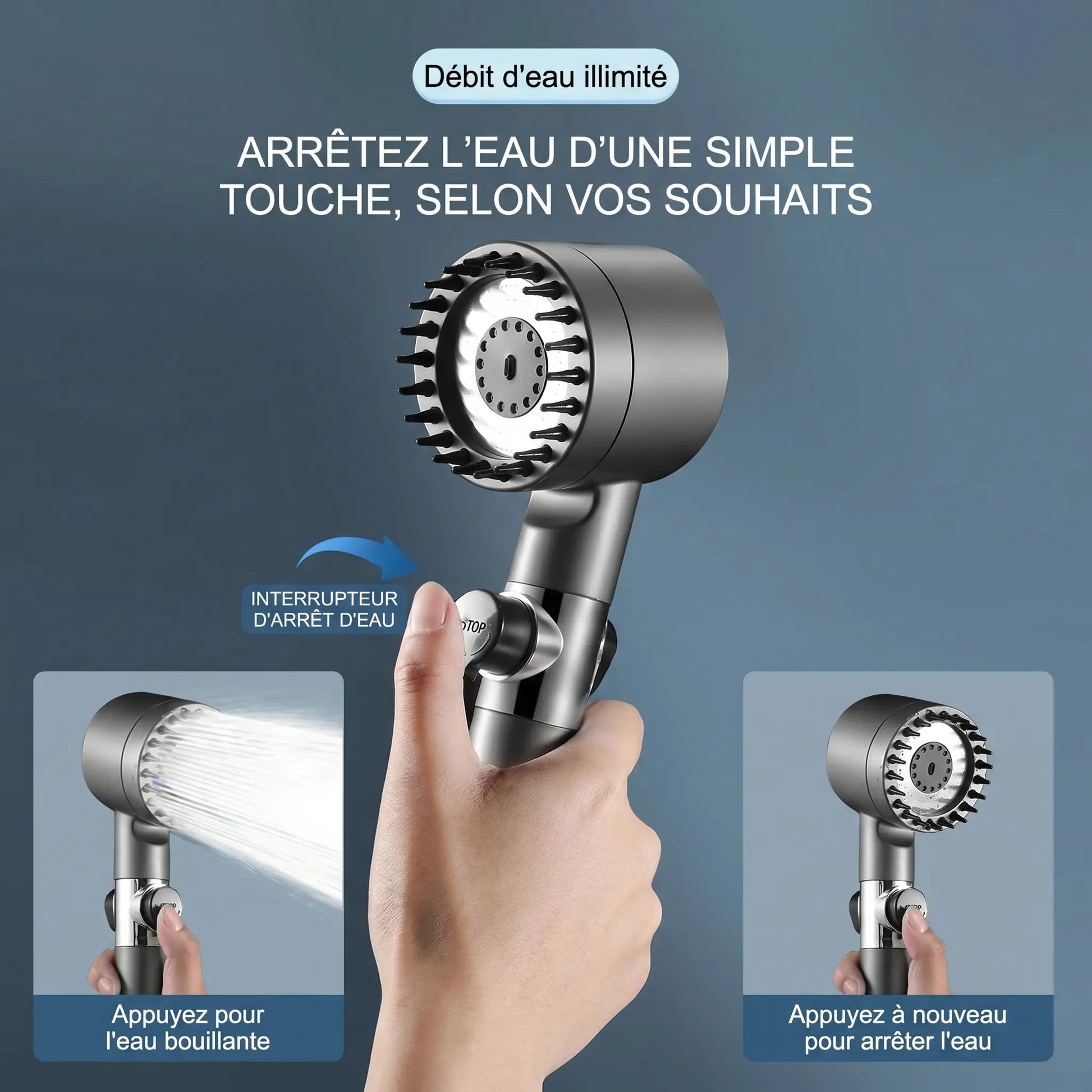 Pommeau de Douche Filtrant Haute Pression – Eau Plus Pure, Jet Plus Puissant & Massage Relaxant - Purmental