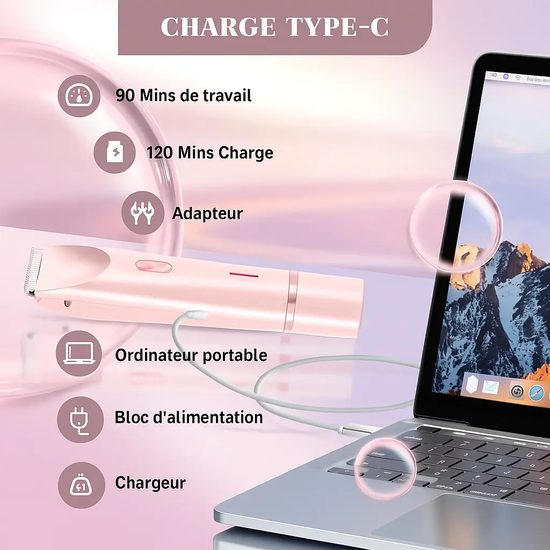 Rasoir électrique pour femmes - Étanche, double tête 2 en 1 - Purmental