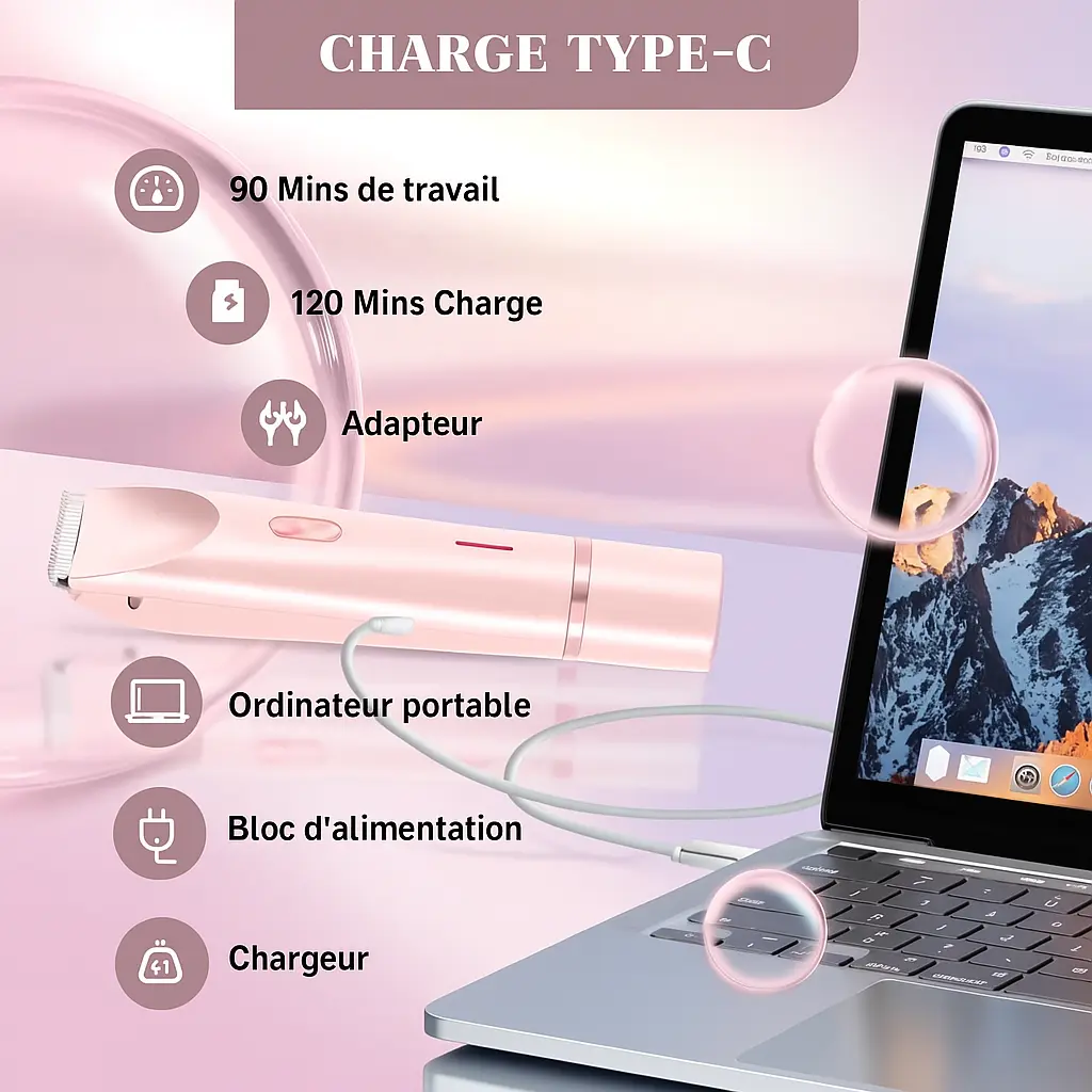 Rasoir électrique pour femmes - Étanche, double tête 2 en 1 - Purmental