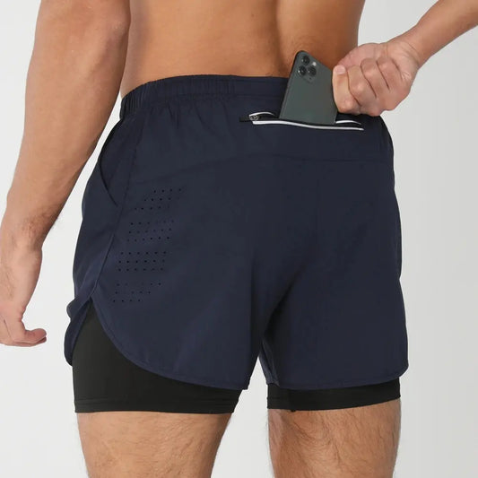 Short de Course Homme 2025 - Short d'été et de sport 2 en 1 séchage rapide