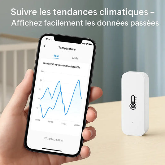 ThermoLink - Capteur de température et d'humidité via application smartphone, moniteur à distance et sans fil Purmental